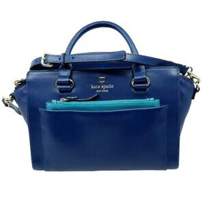 KATE SPADE~Hadley Street Bernadine~COBALT BLUE LEATHER SATCHEL SHOULDER BAG
